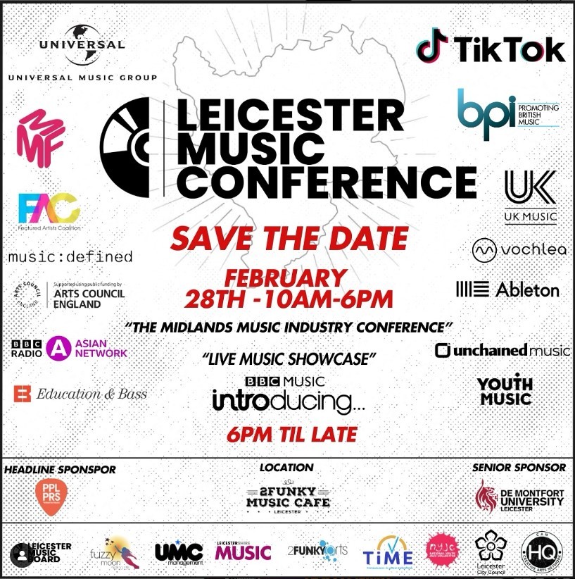2funkymusiccafe's tweet photo. The Leicester Music Conference is BACK for its second year! After an incredible debut, we’re returning bigger and better than ever. Expect industry-leading panels, hands-on masterclasses, and answers to all your musical needs!

🎟️Tickets: https://t.co/uUIb9DLWSR #2funkycomplex https://t.co/82oUWDtYcx