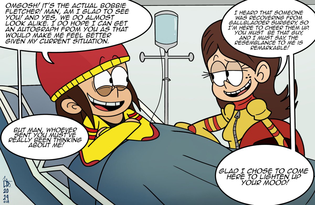 _LoudDefender's tweet image. || COMMISSION ||

Bobbie Fletcher visits her number one fan, Oscar (an OC) in the recovery room after his Gallbladder surgery. 

A commission for someone on IG. 

#theloudhouse #sidecharacter #bobbiefletcher #OC