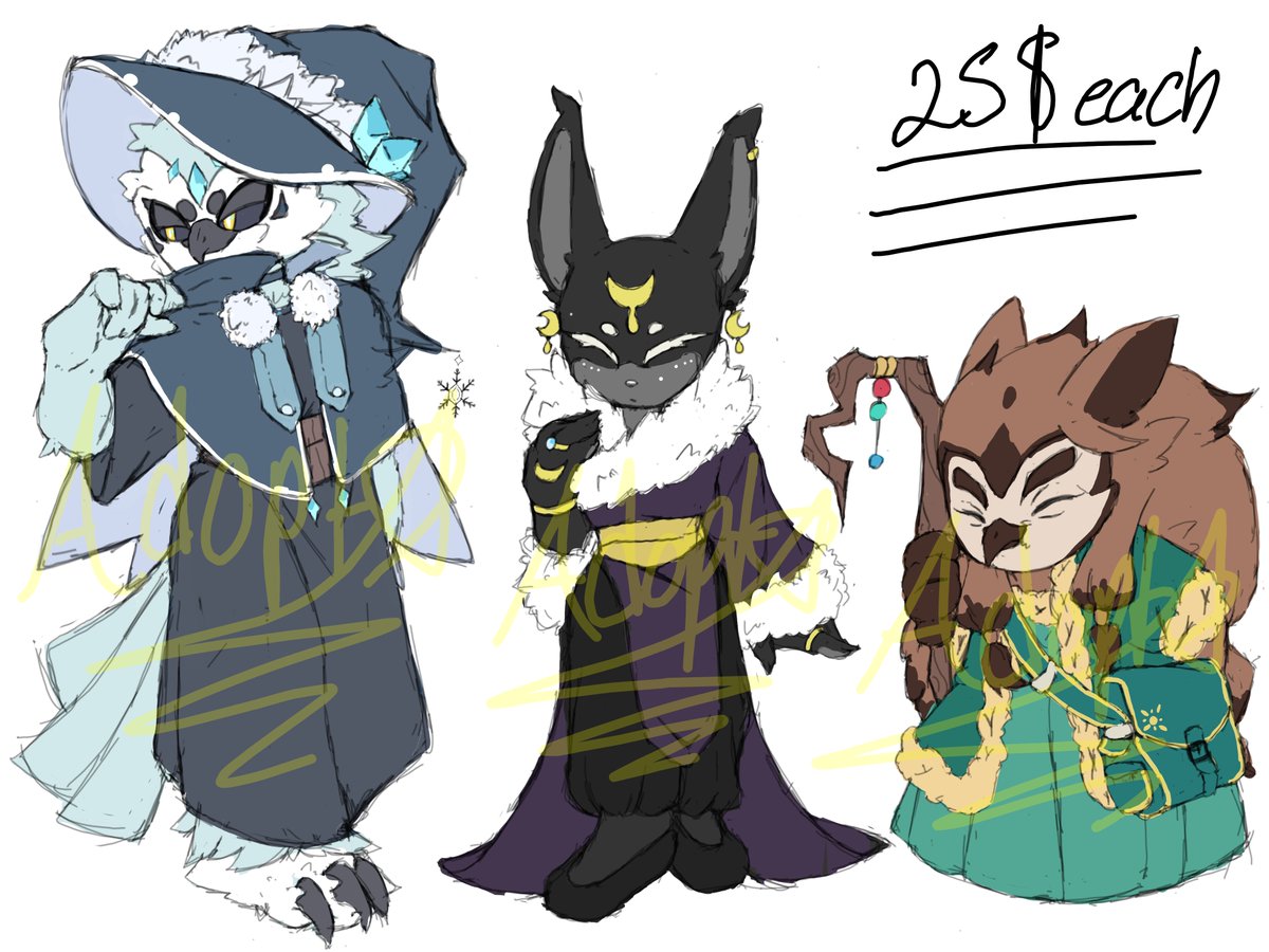 Aura4Cosmic's tweet image. Another batch is ready⭐❄️
°  Snow owl Sorcerer 
° Moon Rabbit
°Striped owl old lady

Dm or comment if interested 
Rts are appreciated 
❄️Cashapp only❄️
1 week holds 
#Sonicadopt #adoptable #SonicAdoptable