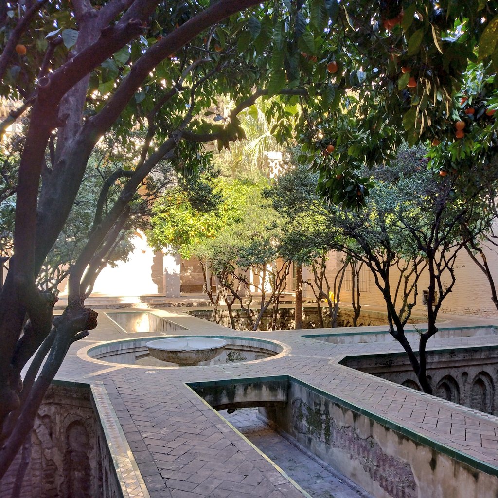 irimarq's tweet photo. Los parterres en la jardinería hispano musulmana solían hundirse, para pasear a la altura de flores y frutos,  alternando con estanques, y reforzando el concepto de arquitectura de los sentidos. Hoy estoy sólo se conserva en la Contratación de Sevilla.
#arquitectura #jardinería https://t.co/5ThlHsNzz6