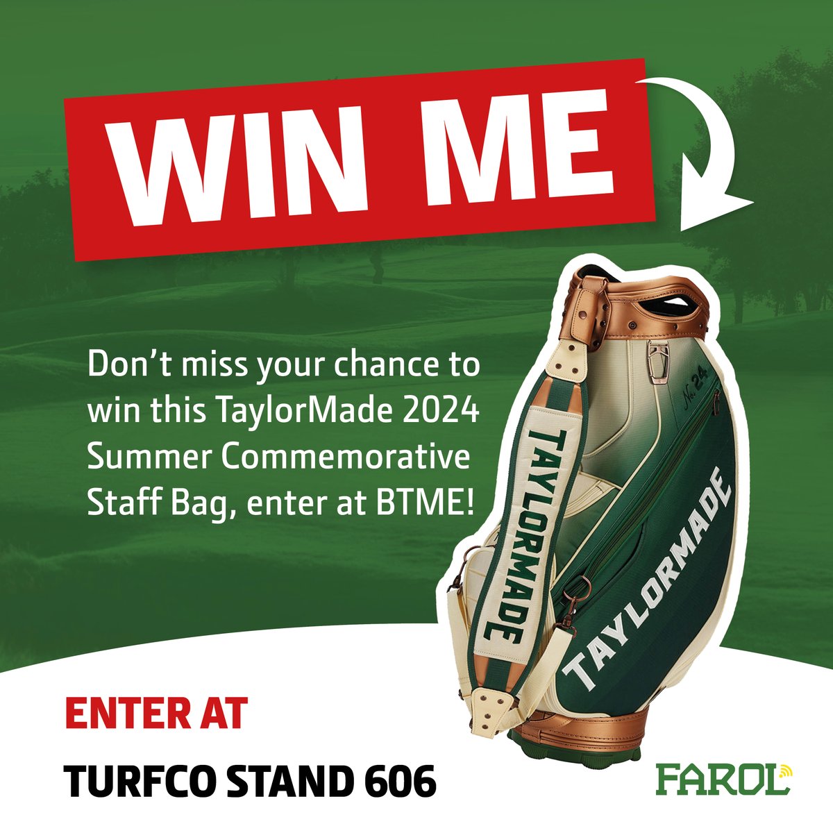 FarolTurf's tweet image. Join us at BTME, the premier turf management exhibition in Europe, hosted at the Harrogate Convention Centre. 

📍 Find us at these stands:
John Deere: Stand 222, Hall 2
Club Car: Stand 626, Hall 6
Turfco: Stand 606, Hall 6 *Prize to be won!🎁*
Smithco: Stand 606, Hall 6