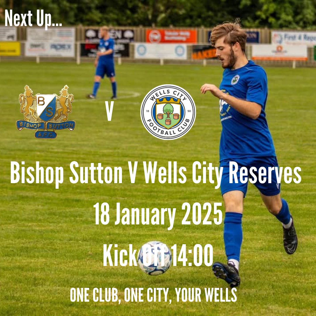 Wells City FC (@citywellsfc) on Twitter photo With no 1st team action we've still plenty of Wells teams in action...
Sat
<a href="/WellsCityRes/">Wells City Reserves</a> travel to <a href="/BishopSuttonAFC/">Bishop Sutton AFC</a> KO 2pm
<a href="/wellscityateam/">Wells City A Team</a> travel to Clutton reserves in the cup KO 2pm
Sun-<a href="/wellscityladies/">Wells City Ladies</a> travel to <a href="/LydeardLadiesFC/">BishopsLydeardLadies</a> KO 2pm With no 1st team action we've still plenty of Wells teams in action...
Sat
<a href="/WellsCityRes/">Wells City Reserves</a> travel to <a href="/BishopSuttonAFC/">Bishop Sutton AFC</a> KO 2pm
<a href="/wellscityateam/">Wells City A Team</a> travel to Clutton reserves in the cup KO 2pm
Sun-<a href="/wellscityladies/">Wells City Ladies</a> travel to <a href="/LydeardLadiesFC/">BishopsLydeardLadies</a> KO 2pm