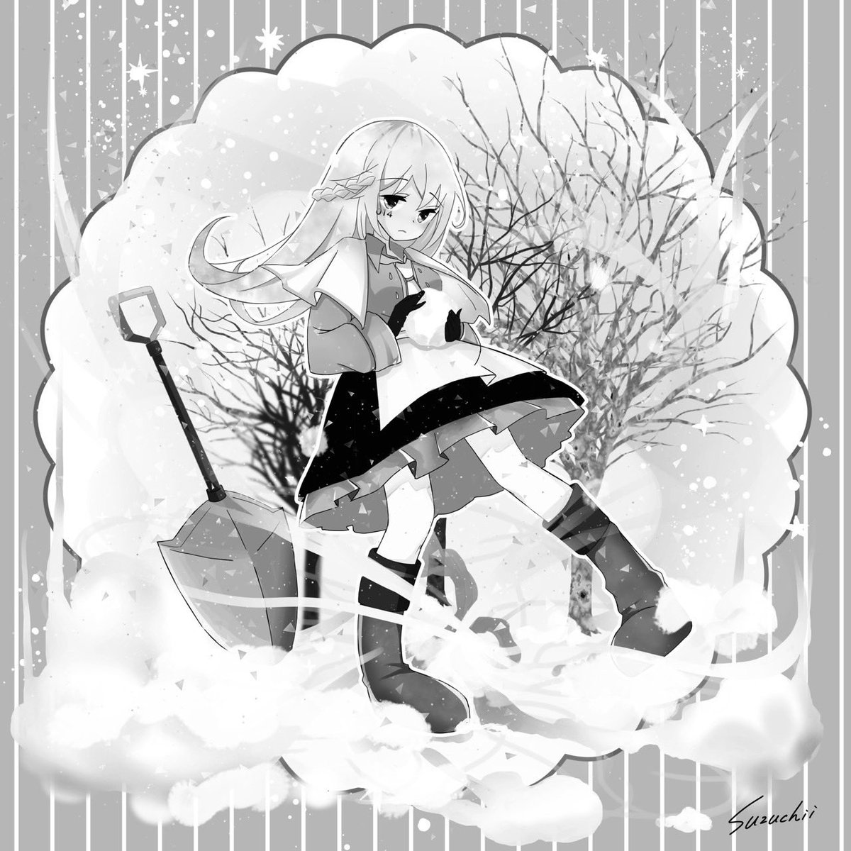 すずちい<a href="/suzuchii/">すずちい😇🥦｜イラストレーター🎨</a> のファンアートコンペ参加作品

「雪合戦大好き014ちゃん」
のモノクロverをabstract testnetにてミントしました✨

メインネットへの移行後、またはどこかでフルカラーverも出す予定です

ここでしか手に入らないモノクロver皆さんお迎えしてみてください😊
作品リンクはリプ欄に👇