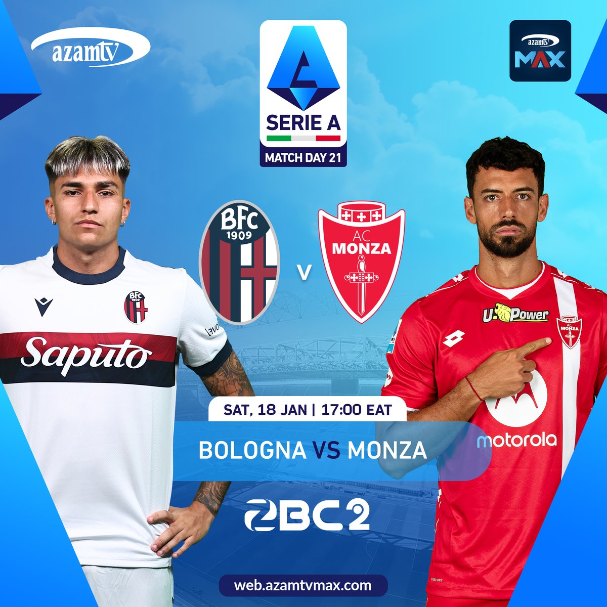 Azamtv_ug's tweet image. We say: Bologna 1-0 Monza. After taking a point off both Roma and Inter at the start of 2025, Bologna should belatedly celebrate their first win. Today 17:00 PM EAT on #ZBC 2 #Azam TV Entertainment foe every body #Azammax app play.google.com/store/apps/det…
