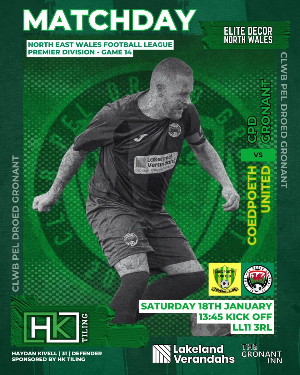 ⚽️ | It's matchday again!

Later today, we face Coedpoeth United as we look to turn our fortunes around after a tough couple of months💪

Come down to support the lads or check back later for the result👊

#CPDGronant🟢⚫️