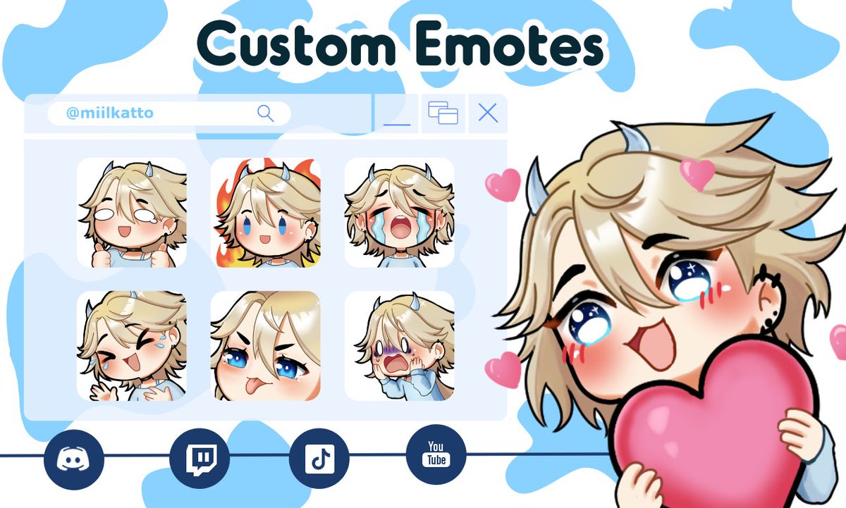Miilkatto's tweet photo. hii!!  hiii! Emote commissions open!

Feel free to message me or comment if you're interested ✨

Retweets and likes are appreciated (thank u!) 🍀

#emote #emoteartist #emotecommission #twitch #commissionsopen #comission #vtuber #stream #artsupport https://t.co/uIJclIVZe6