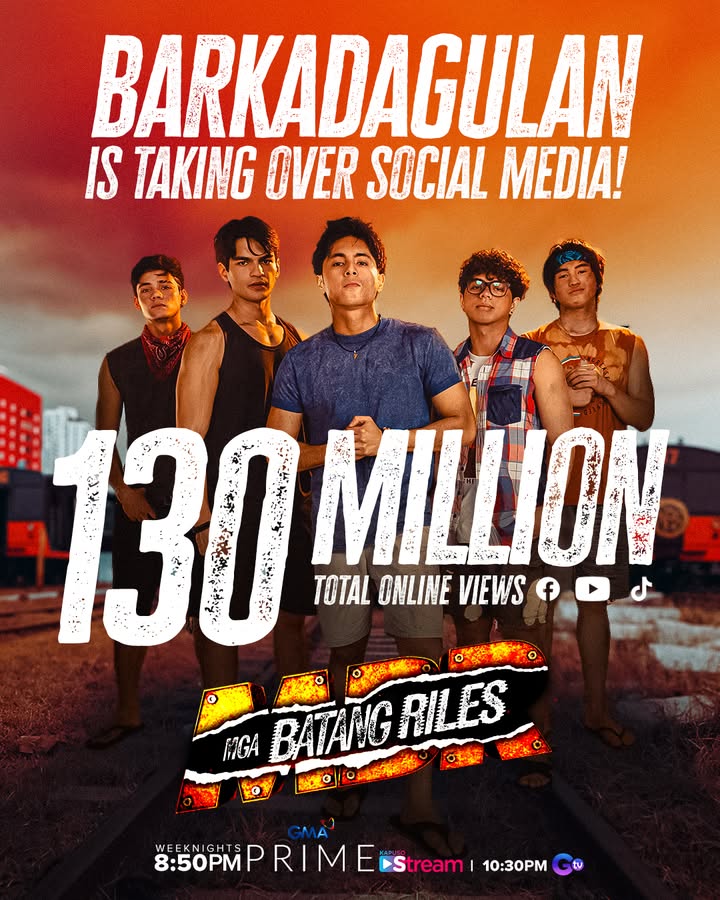 130 MILLION VIEWS STRONG! 🤩 Ito ang lakas ng BARKADAGULAN! 💪

#MgaBatangRiles garnered 130 million total online views! Maraming salamat po sa inyong pagmamahal, mga Kapuso! 💖 

#MgaBatangRiles | 8:50 PM | GMA Prime
