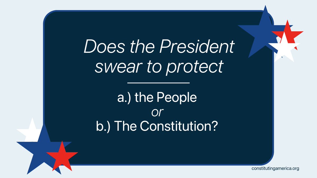 ConstitutingUSA's tweet image. Inauguration Day Pop Quiz! Does the President swear to protect a.) the People or b.) The Constitution? Stay tuned for the answer! #Inauguration2025 #popquiz