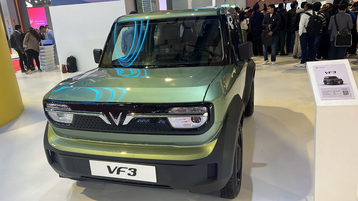 SomChaterji's tweet photo. Vinfast makes its presence felt at the @AEMotorShow all EVs VF3 once they get their manufacturing started will be their volume player #vinfast https://t.co/zJgCYLgSja
