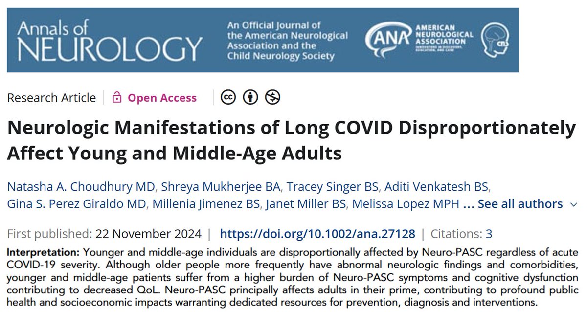Danielle Beckman (@danibeckman) on Twitter photo This one will still be intentionally 'missed' by many because the original study shows scientific evidence that #LongCovid impacts more people in their prime years. It is too much of an uncomfortable truth for many to handle. #NeuroCovid
onlinelibrary.wiley.com/doi/10.1002/an… This one will still be intentionally 'missed' by many because the original study shows scientific evidence that #LongCovid impacts more people in their prime years. It is too much of an uncomfortable truth for many to handle. #NeuroCovid
onlinelibrary.wiley.com/doi/10.1002/an…