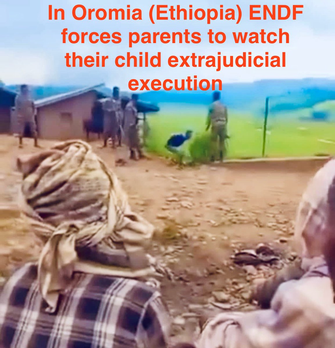 obsanbiya7's tweet photo. Tragically, another deeply disturbing Video has come to light, documenting the point-blank execution of another defenseless Oromo Young boy by Abiy Ahmed’s Interahamwe soldiers in South Oromia #West_Guji before a week! #Oromia #Ethiopia
https://t.co/4KroHITlf8