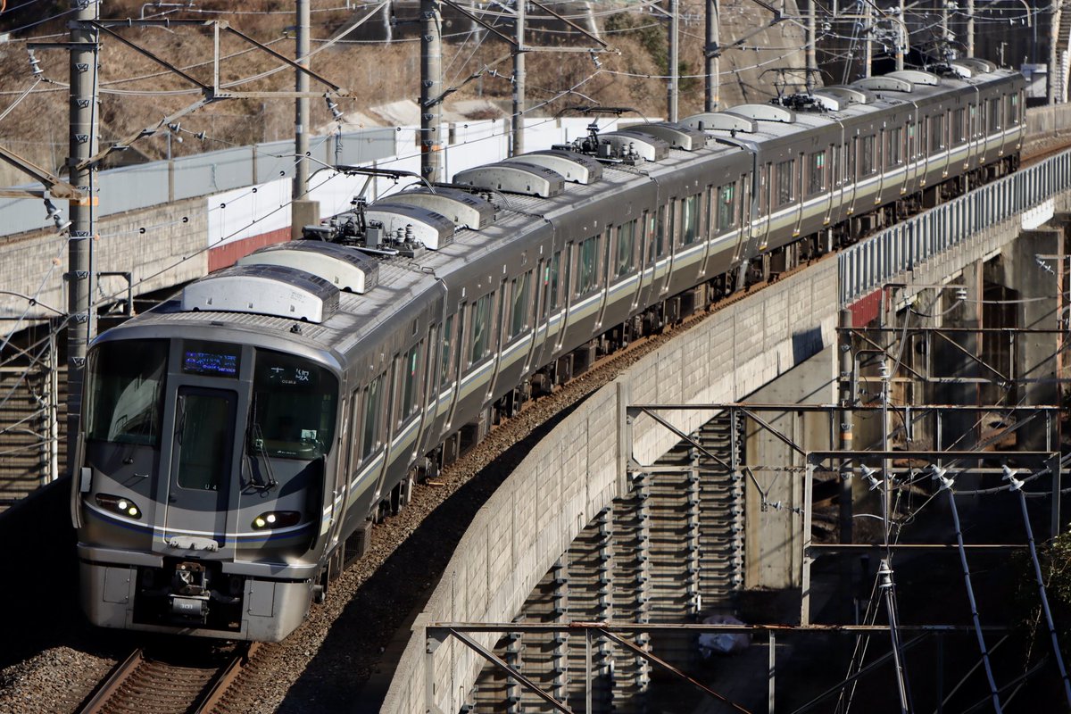 3445M 新快速|大阪 225系100番台U4＋223系1000番台V1 大津京〜山科駅間にて