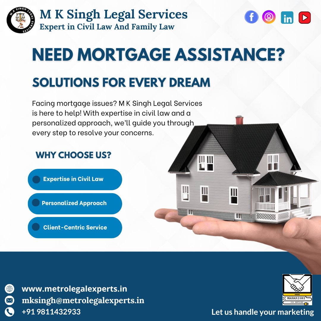 MksinghL's tweet photo. 🏡 Struggling with mortgage issues? M K Singh Legal Services is here to guide you every step of the way!
📧 mksingh@metrolegalexperts.in
📞 +91 9811432933
🌐 https://t.co/IehrH8b4xT

📲 Reach out now for expert guidance!

#MortgageSolutions #LegalExperts https://t.co/0zZ1bFTZsG