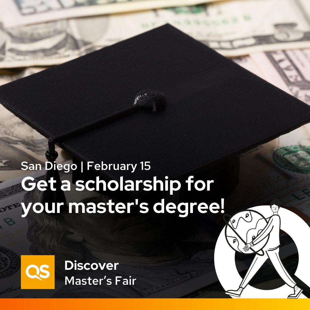 Dreaming of graduate school and scholarships?💰 Join us at the QS Discover Grad School Fair at the Omni San Diego Hotel on Feb 15! Meet top programs like UCSD, USD, Columbia, and NYU, apply for exclusive scholarships, and get a free professional headshot. bit.ly/3VH5Wkm