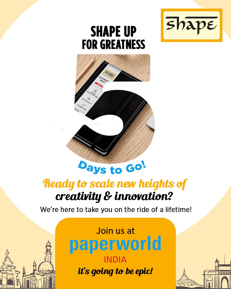 ShapeStationery's tweet photo. Can you feel the buzz? The adventure is about to begin, stay tuned.
@paperworld_IND 

#ShapeStationery #PaperworldIndia2025 #StationeryExhibition #CreativeJourney #ExploreShape #MumbaiEvents #StationeryAddict #MarkYourCalendar #StationeryLove https://t.co/ft3VcWNuY3