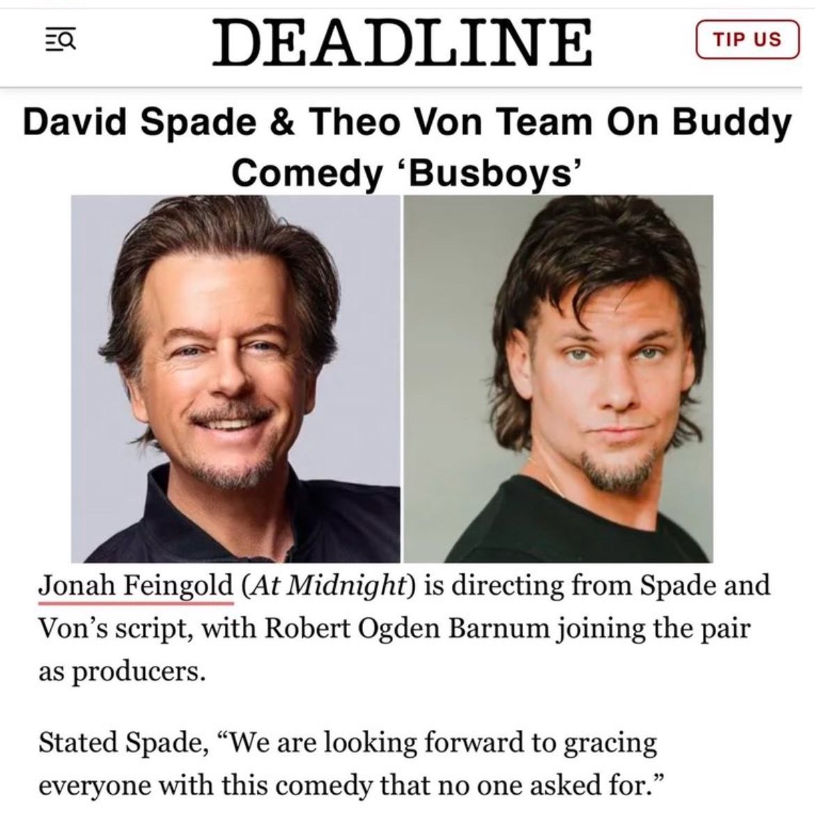 DavidSpade's tweet image. Just finished day one. Happy to finally be doing this thing.