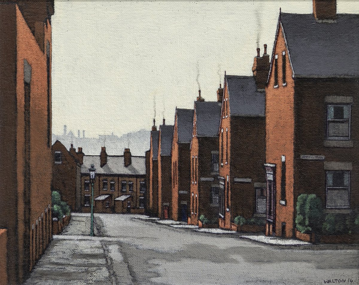 Harehills Avenue, Leeds (Acrylic on Board) by Stuart Walton