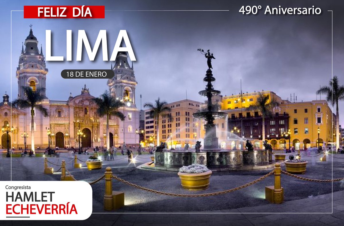 ¡Feliz 490° Aniversario Lima! 🎊🎉

Envío un ferviente saludo a todos los limeños por conmemorarse su aniversario 490° de fundación de la ciudad de Lima, capital llena de riqueza histórica y cultural, de gente pujante y trabajadora. Sigamos trabajando por una Lima con IGUALDAD.
