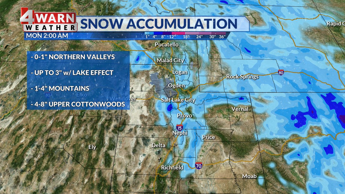 StormySandersWX's tweet photo. SATURDAY: Light now showers will push through parts of northern Utah Saturday morning, but they should clear out before noon. Temps drop significantly tomorrow behind this incoming cold front, and with a breeze the wind chill will be brutal - bundle up! #utwx
@abc4utah https://t.co/u1CucTKKGE