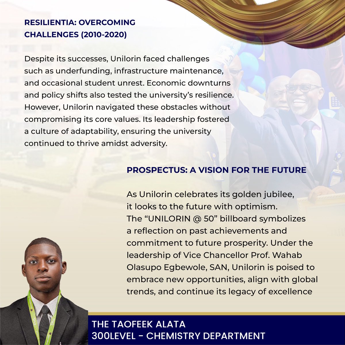 alfilfil_boy's tweet photo. The story of @UnilorinNGR is deeply rooted in a journey of diverse processes that culminated in its motto “Probitas Doctrina” and serving as a benchmark of excellence that millions take pride in.

50 Years of Impacts!📚 
Check out my piece. 👍😊 https://t.co/47MBLFvvFN