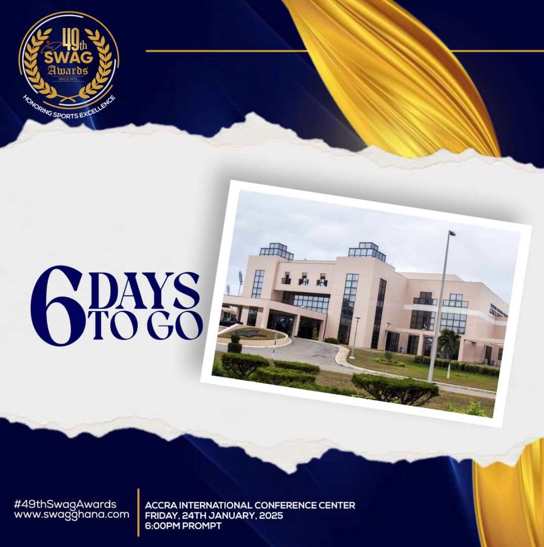 SWAG AWARDS ON FRIDAY!

In 6 Days, The Sports Writers Association of Ghana (SWAG), will confer honours on outstanding sports personalities who excelled in the year 2024.

Grab your free ticket and join us honour the best to inspire the rest. 

 *49THSWAGAwards*