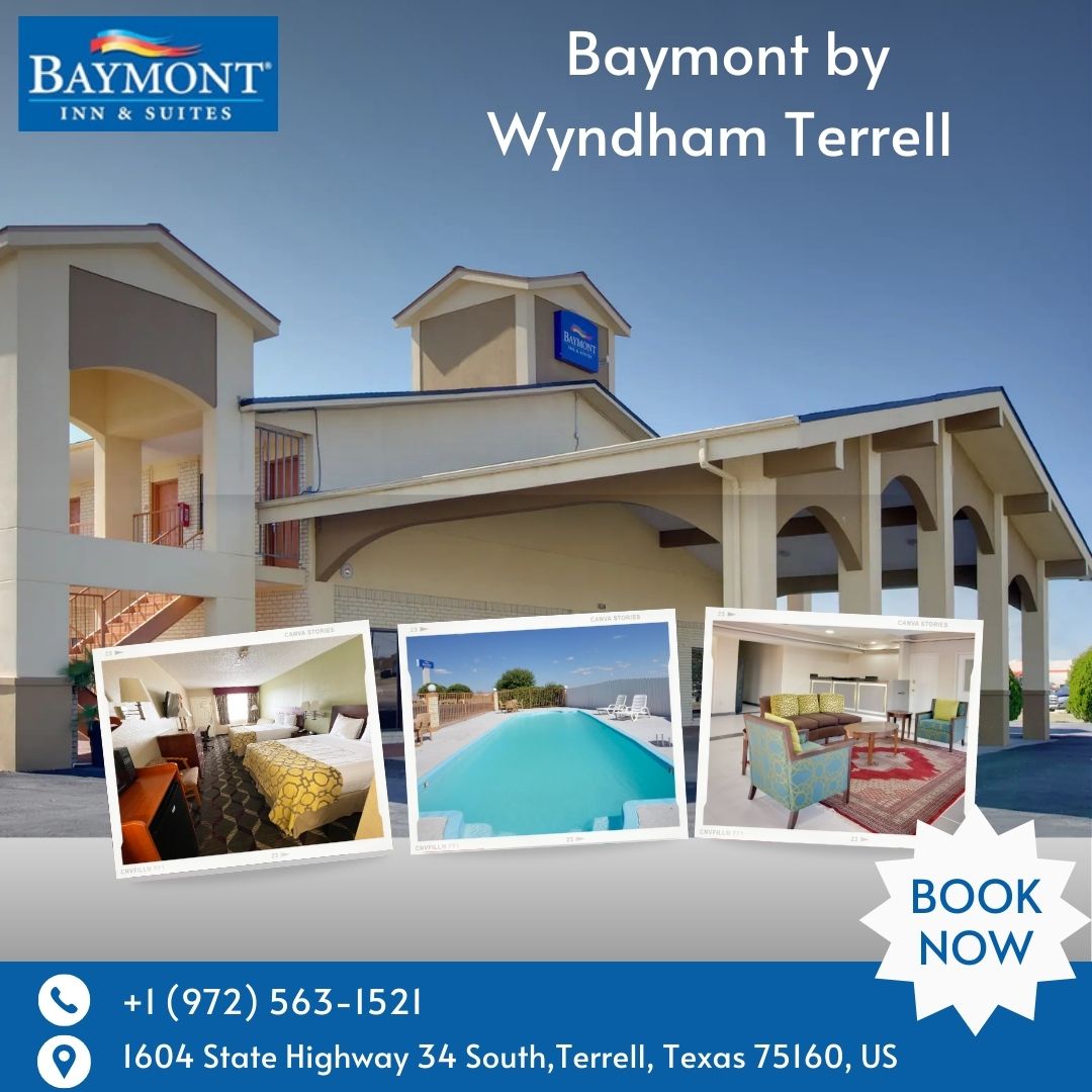 BaymontTerrell's tweet photo. Explore Terrell and enjoy a relaxing stay at Baymont by Wyndham – your perfect base!

Visit https://t.co/zyh8hewiqq
Call +1 (972) 563-1521

#ExploreTerrell #BaymontTerrell #Wyndham #CozyStay #TravelMadeEasy https://t.co/FtJfLo38Dd