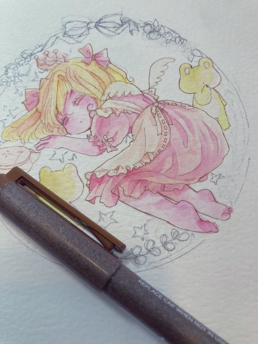 「終わりが見えてきました⃛ ̖́-幸せな眠りを…… 」|チコリ@✨🐸羽根🪶としっぽ展のイラスト