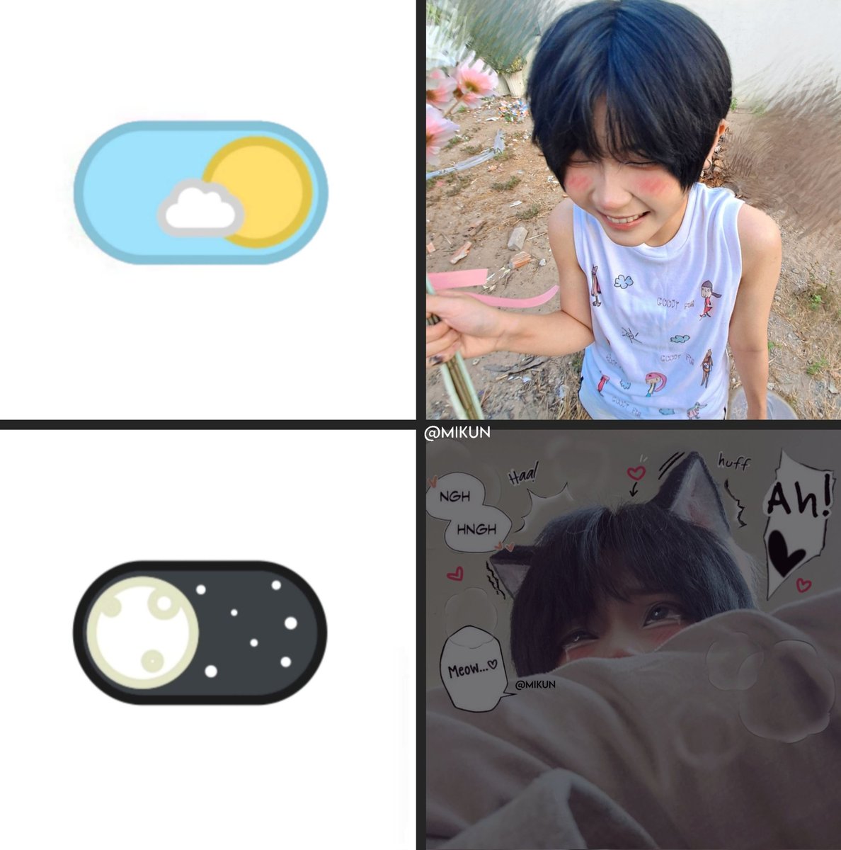 mikunnyan_'s tweet photo. Day and Night https://t.co/AUXdJNO8pV