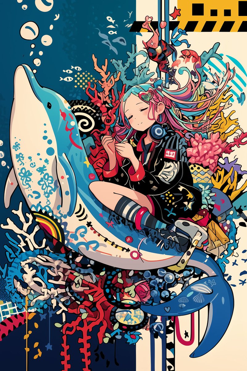 AICO_fly's tweet image. 海の中🐬🪸🌊

#AIイラスト #aistory #イルカと少女の物語