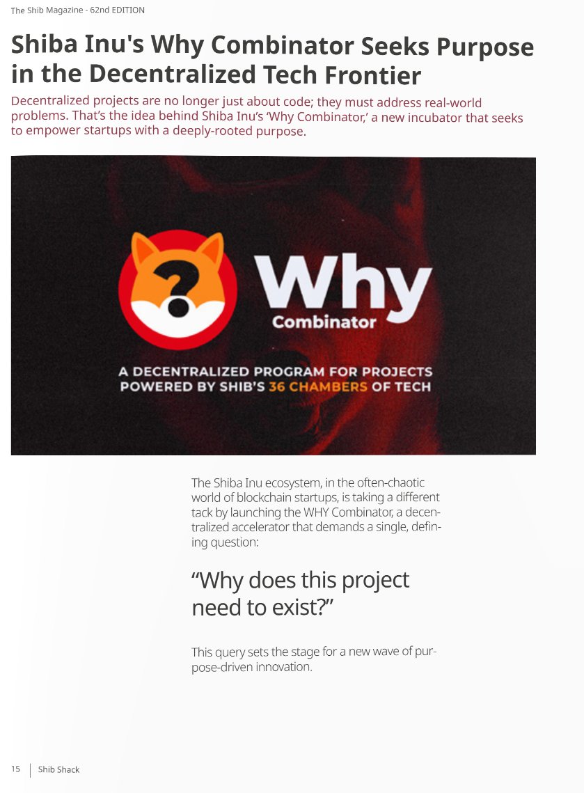 monkreet's tweet image. Shiba Inu's Why Combinator is a GAME-CHANGER! 🚀 It's not just another crypto incubator—it asks the crucial question 'Why does this project need to exist?' before launching on Shibarium.
Purpose-driven innovation at its finest. There’s NOTHING like this in the crypto world.🔥