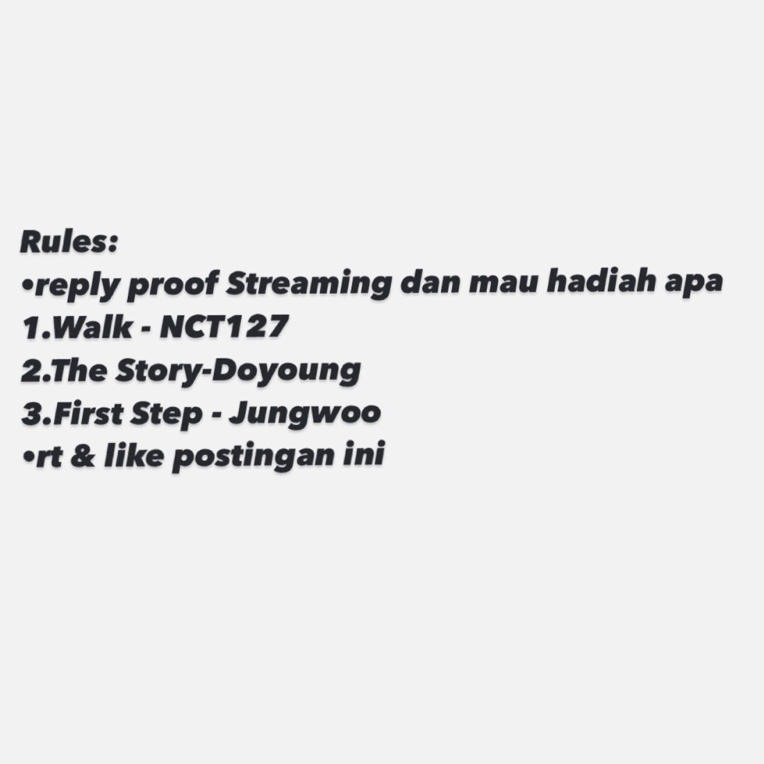 dojungsaa's tweet photo. Hai aku mau Giveaway karena bulan ini dapat banyak kabar baik✨

🎁for 4 winner
•1 album unsealed Youth
•1 album unsealed Walk 
•Saldo 25k (untuk 2 orang)

Close : 23 Januari 2025
CO via Shopee (Dom Bogor) 

Good luck 🍀 https://t.co/qsyIp32lMN