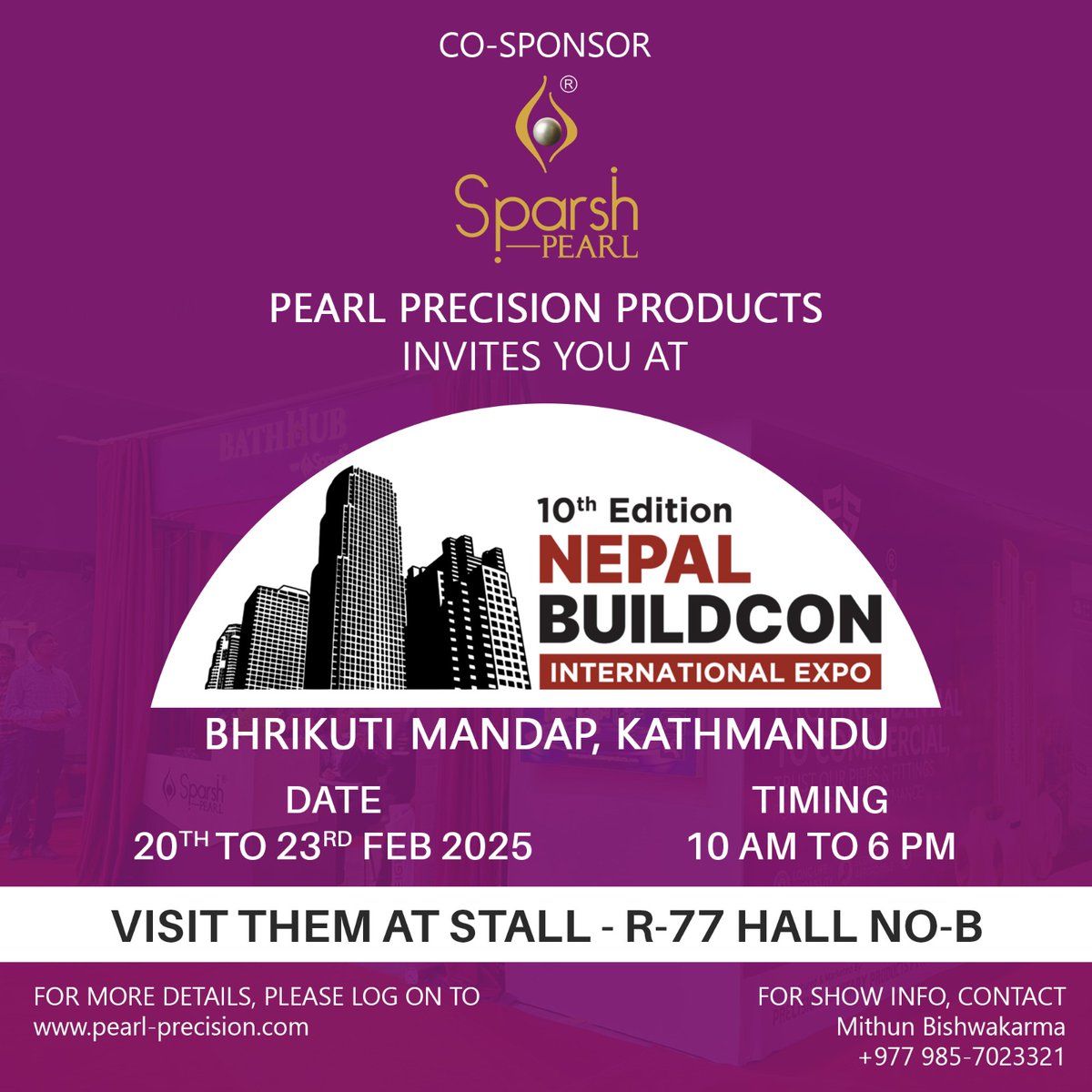 SparshPearl_Int's tweet image. Visit our store at the upcoming Building &amp;amp; Construction Exhibition in Nepal! Explore our latest products, consult with our experts, and discover exclusive offers. Don&apos;t miss out – see you at the exhibition! 
#nepali #international #events #building #exhibition #experts