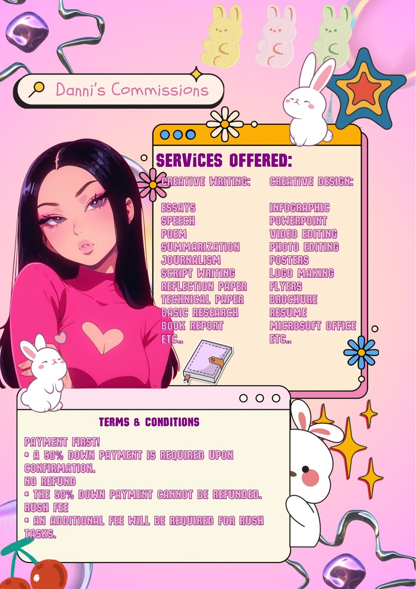 HI! ✨💓

lf client academic commissioner assistance hleper writer tutor pagawa assignment activity acad helper academic commission essay reflection paper reaction paper position paper critique paper narrative review modules infographic brochure magazine sticker ppt powerpoint