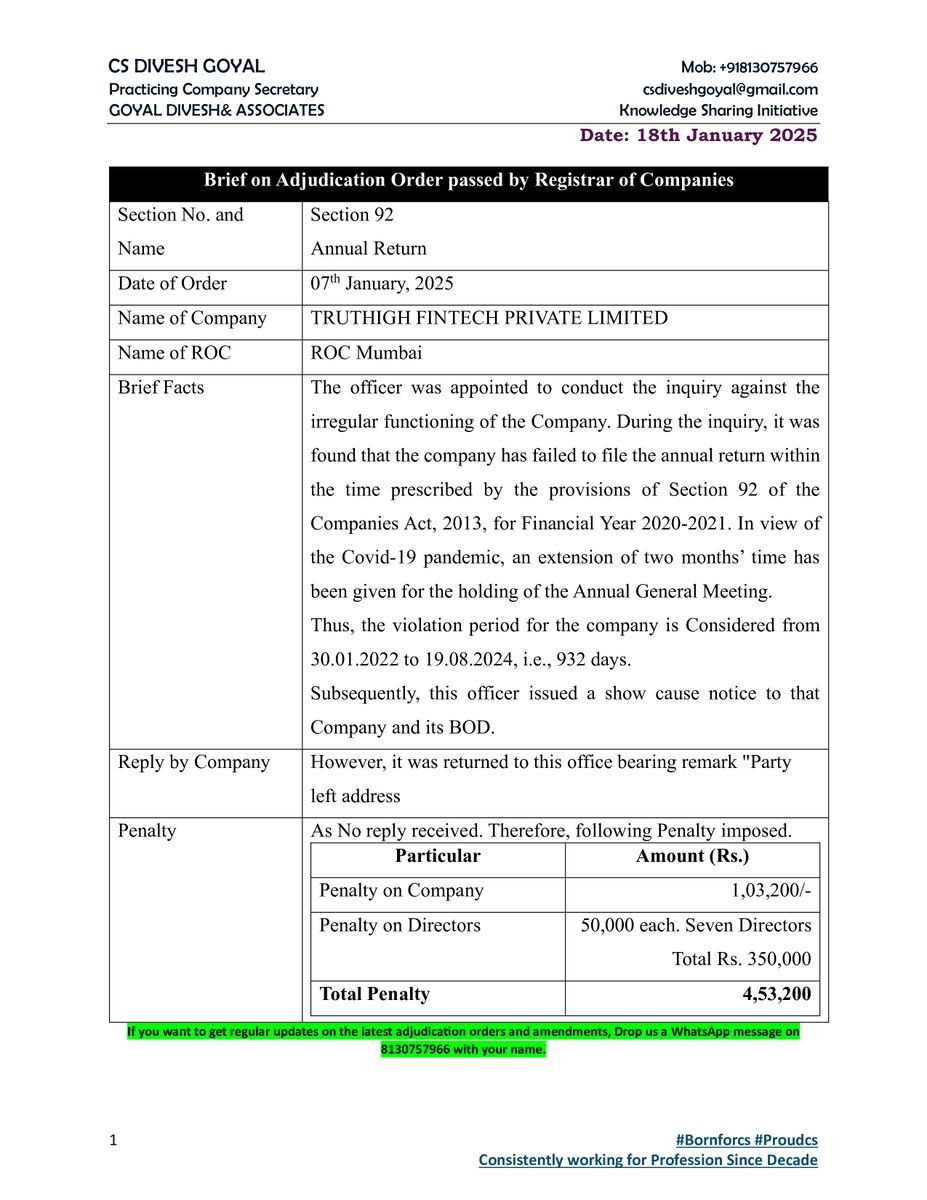 DiveshGoyal04's tweet photo. @MCA21India @HelpdeskMCA21V3 @icsi_cs @icsistudent @theicai @wirc_icai @ICMAICMA @ICMA @ICWAInew #adjudication #easeofdoingbusiness #penalty #bornforcs #proudcs #proudcsmember
Repost the same for knowledge Sharing. https://t.co/oeUZwQLhwF