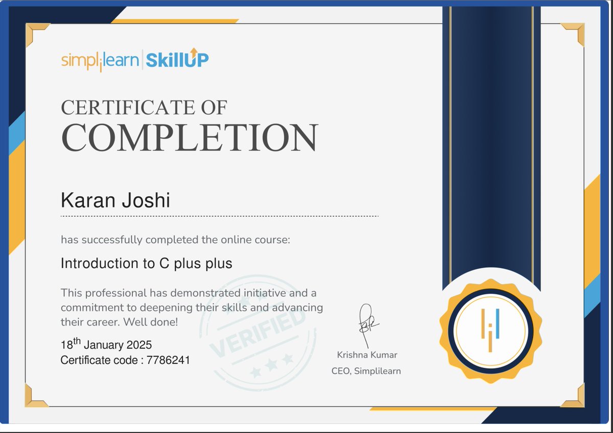 I’m happy to share that I’ve obtained a new certification: simplilearn skill up from Simplilearn!