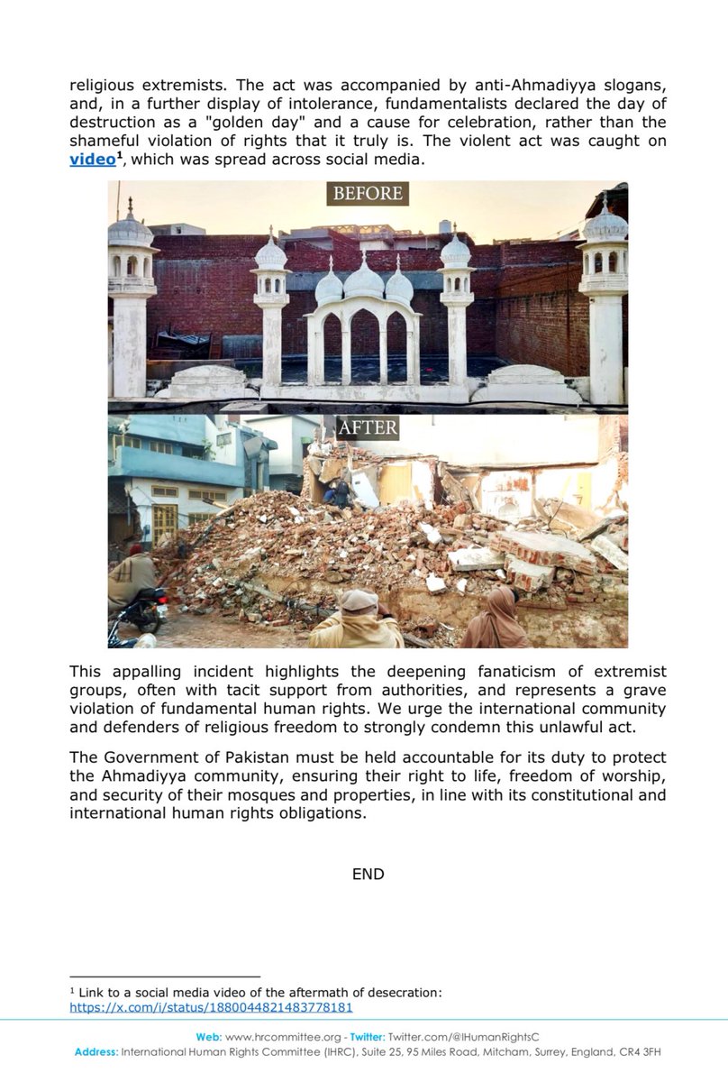 IHumanRightsC's tweet photo. ⚠️ INCIDENT REPORT

Global Outcry: Historic Mosque Built by former President of the United Nations General Assembly Demolished Amid Rising Extremism in Pakistan https://t.co/G02RIl4xfc