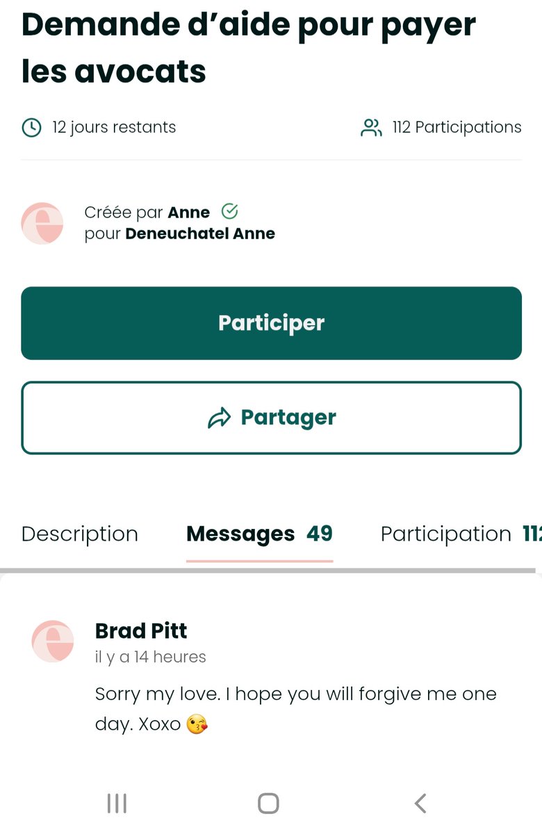 Simulacres_'s tweet photo. @vinceflibustier Le premier post de sa cagnotte leetchi c'est abusé 😆 #BradPitt https://t.co/jJO5hnon6p