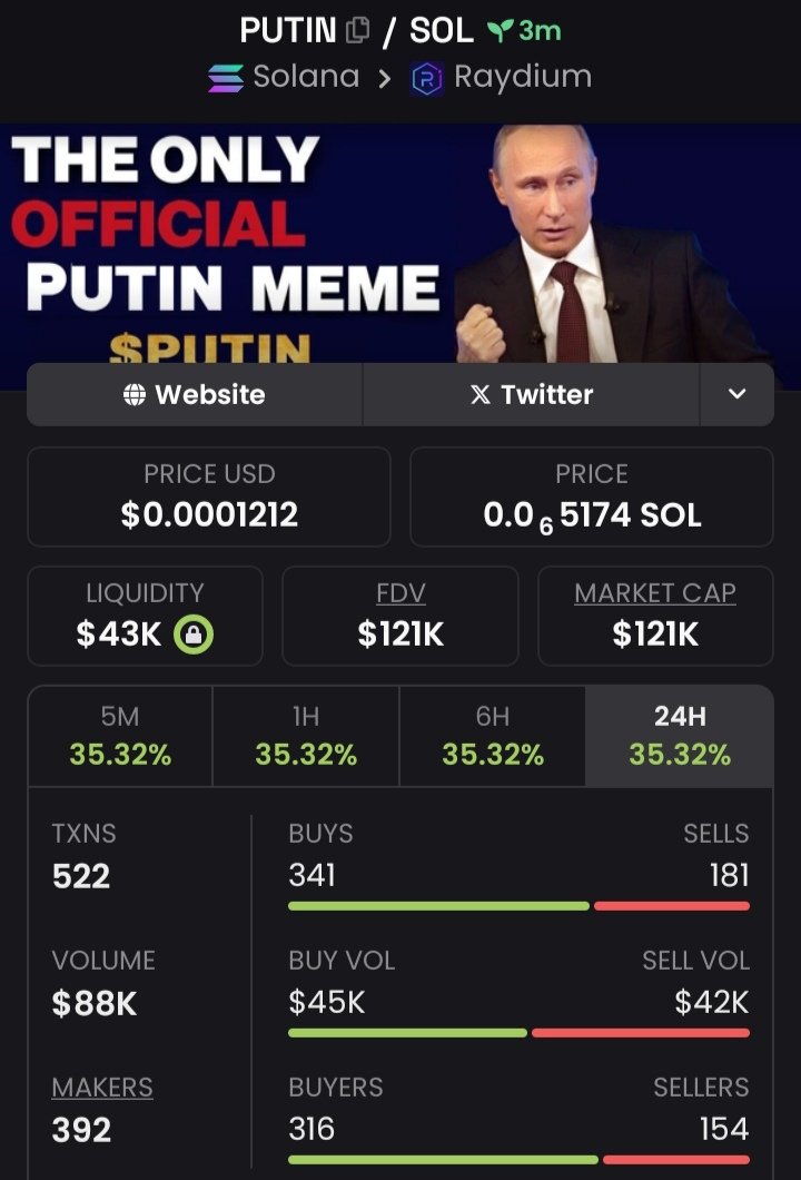 coinally1's tweet photo. I Made a Purchase ๐ฐ of $PUTIN at $121K๐ธMCAP
๐
On my private ๐ฉ TG
Be there ๐
#SOL
#SOLANA
#MEMECOINS https://t.co/PPDBCk4hm9