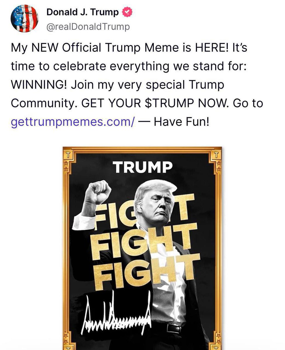 🚨 BREAKING 🚨 DONALD TRUMP HAS OFFICIALLY LAUNCHED HIS MEMECOIN $TRUMP ON  THE SOLANA BLOCKCHAIN IN JUST 4 HOURS OF ITS LAUNCH, $TRUMP HAS ➬ TOTAL  MCAP OF $13 BILLION ➬ $1.18B