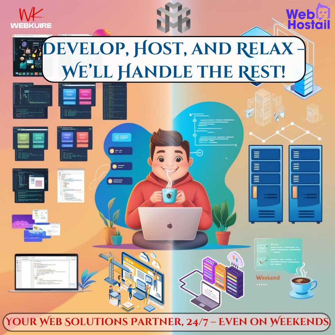_media_matic's tweet photo. ✨ Weekends just got smarter! Whether you’re crafting your dream website with Webkuire or hosting it securely with Web Hostail, we’ve got your back. 💻☁️ Take a break, relax, and let us handle your web solutions this weekend. 🌟#webdevelopment #CustomWebsites #webhosting https://t.co/qxVd35eBm6