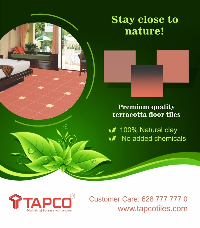 TAPCO premium quality terracotta floor tiles. Made from 100% natural clay. A perfect choice for your interior and exterior use.

For all business inquiries, Please reach out to us
+91 9388773717
Visit - tapcotiles.com
.
.
.
.
.
#TAPCO #TerracottaTiles #NaturalClay