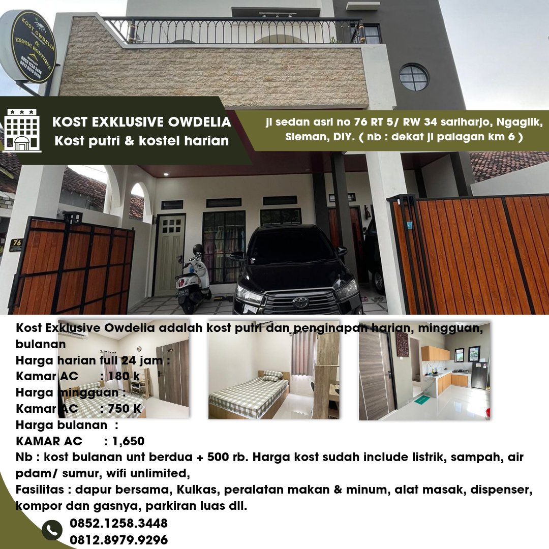 70fbf0d5a4be401's tweet photo. Harga harian full 24 jam :
Kamar AC            : 180 k
Harga mingguan :
Kamar AC            : 750 K
Harga bulanan    : 
Kamar AC            : 1,650
Nb : kost bulanan unt berdua + 500 rb. Harga kost sudah include listrik, sampah, air pdam/ sumur, wifi unlimited, https://t.co/nNSSuorEwa