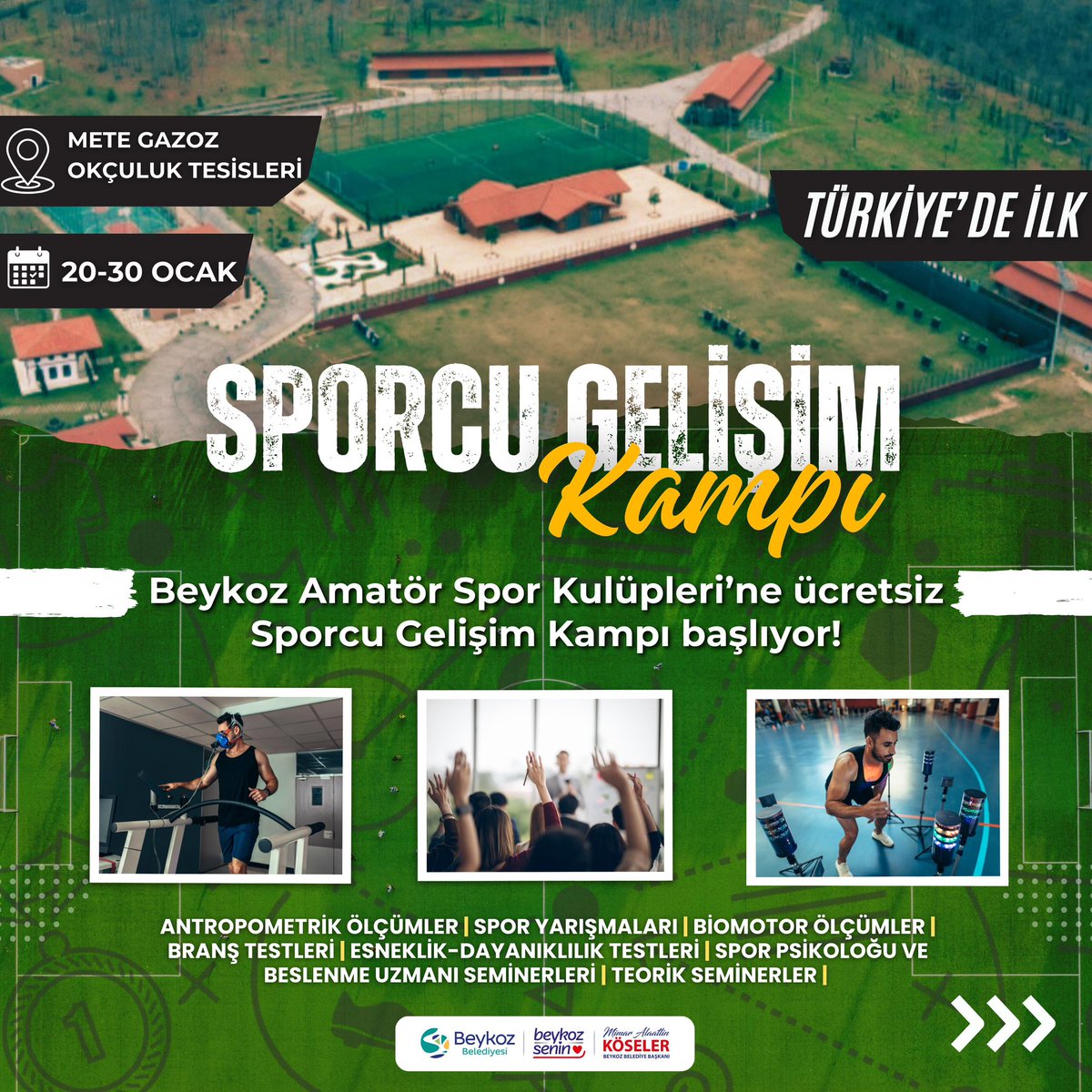 Vaner PEKİN (@vaner_pekin) on Twitter photo ✅ 10 günde 600 sporcu ile bir gece konaklamalı kamp
✅ Bilimsel test protokolleri.
✅ Beslenme ve Psikoloji Seminerleri
✅ TFF gezi programı
✅ Beykoz Amatör Kulüpler Birliği
Türkiye'de bir ilk olacak ''Sporcu Gelişim Kamplarımız'' başlıyor 🏕️
<a href="/KoselerAlaattin/">Alaattin Köseler</a> <a href="/Beykoz_Bld/">Beykoz Belediyesi</a> ✅ 10 günde 600 sporcu ile bir gece konaklamalı kamp
✅ Bilimsel test protokolleri.
✅ Beslenme ve Psikoloji Seminerleri
✅ TFF gezi programı
✅ Beykoz Amatör Kulüpler Birliği
Türkiye'de bir ilk olacak ''Sporcu Gelişim Kamplarımız'' başlıyor 🏕️
<a href="/KoselerAlaattin/">Alaattin Köseler</a> <a href="/Beykoz_Bld/">Beykoz Belediyesi</a>