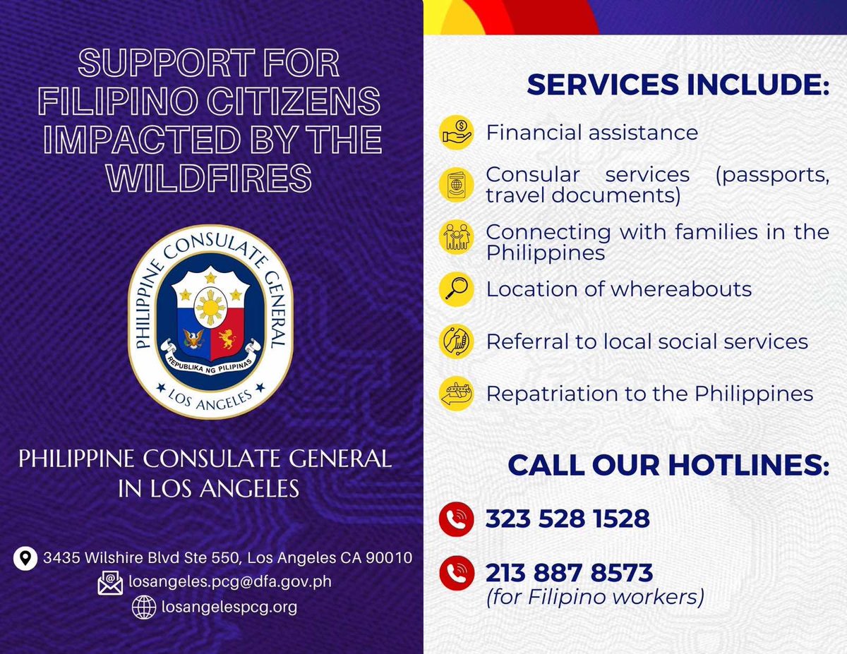 ABS-CBN Foundation International is working closely with Seafood City, and PeDRO with the Philippine Consulate in Los Angeles to stand with our kapamilya affected by the devastating Southern California wildfires. If you or your loved ones need assistance, please call.