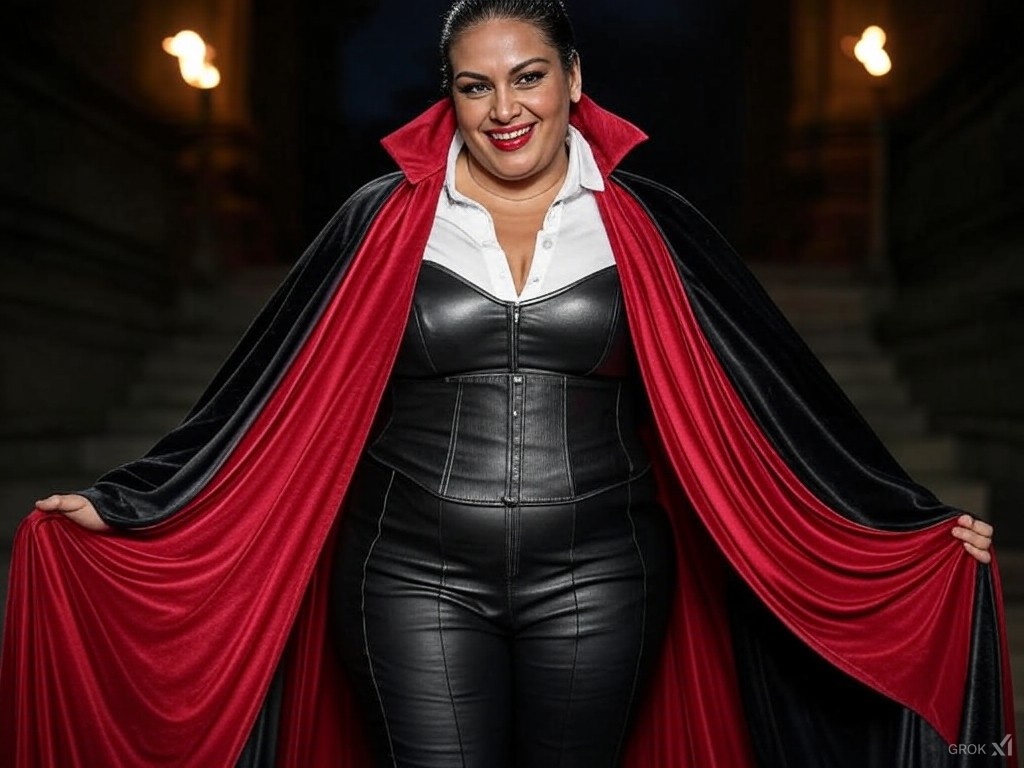 YolandatheVamp's tweet photo. AI Vampire Cloakspread Collection 1
#cape #cloak #AIart #evil #domination #queen #femalesupremacy #satin #leather #boots #gloves #redandblack #blackhair #shorthair #collar #cloakspread https://t.co/eYi6SiqNNs