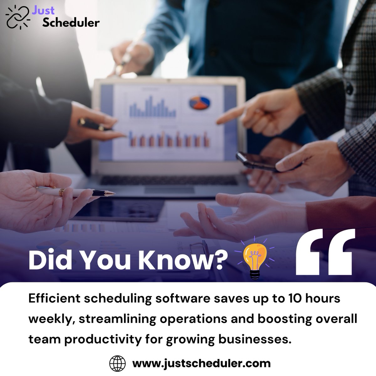 JustScheduler's tweet photo. Here’s a productivity fact you should know! Smart scheduling makes every second count. 

#justscheduler #socialmediamanagement #sociamedia #socialmediamanagementtool https://t.co/ry6tDFf6Is