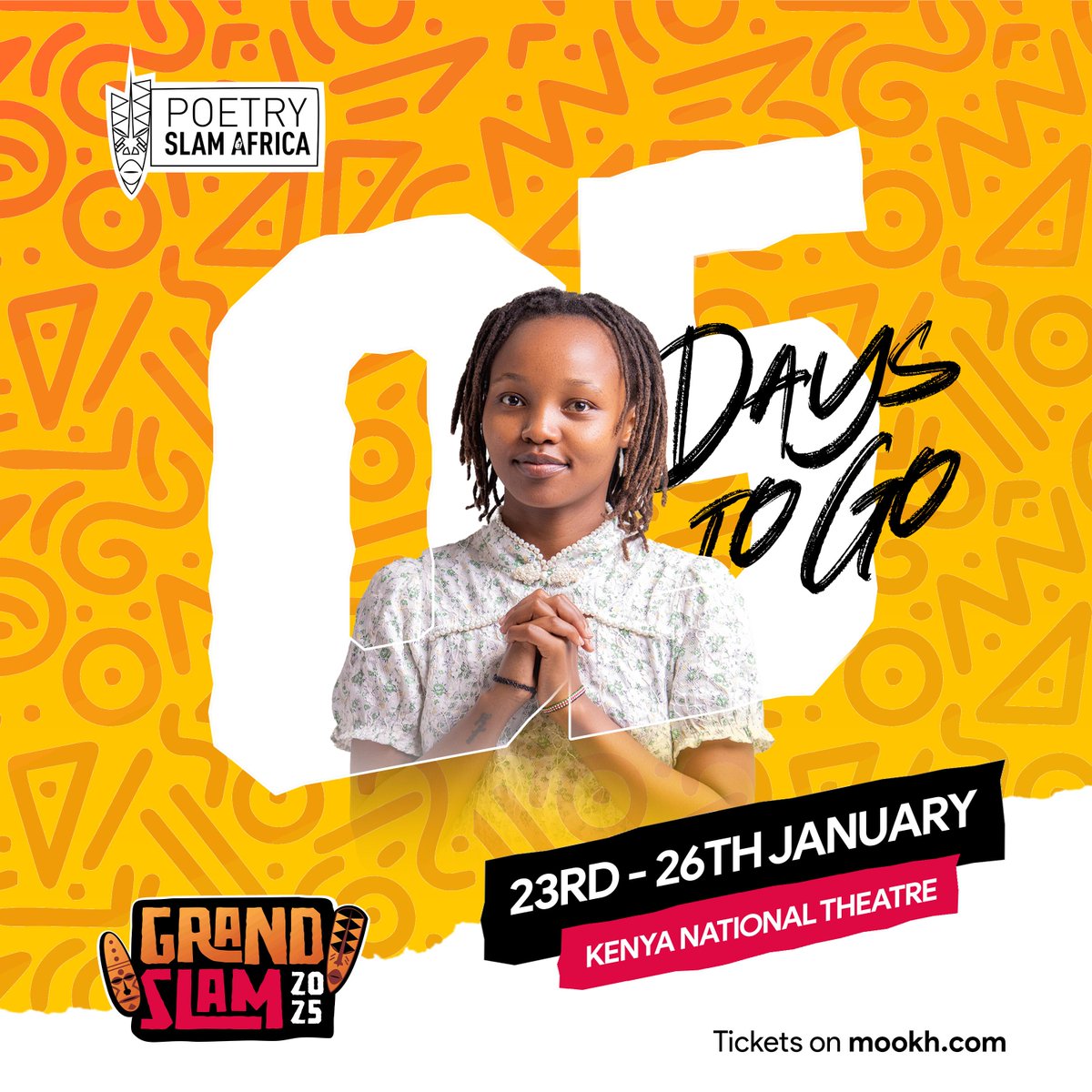 We are T-Minus 5 days before the event. 💃🕺Our Early bird tickets (1000/-) are closing, and our advance tickets (1,500/-) will open on Sunday Midnight. 🏃‍♀️
Welcome to "The Grand Slam Festival." <a href="/cre8ivespills/">#SlamAfrica</a> 
#grandslam2025
#slamafrica
#16yearsofpoetry