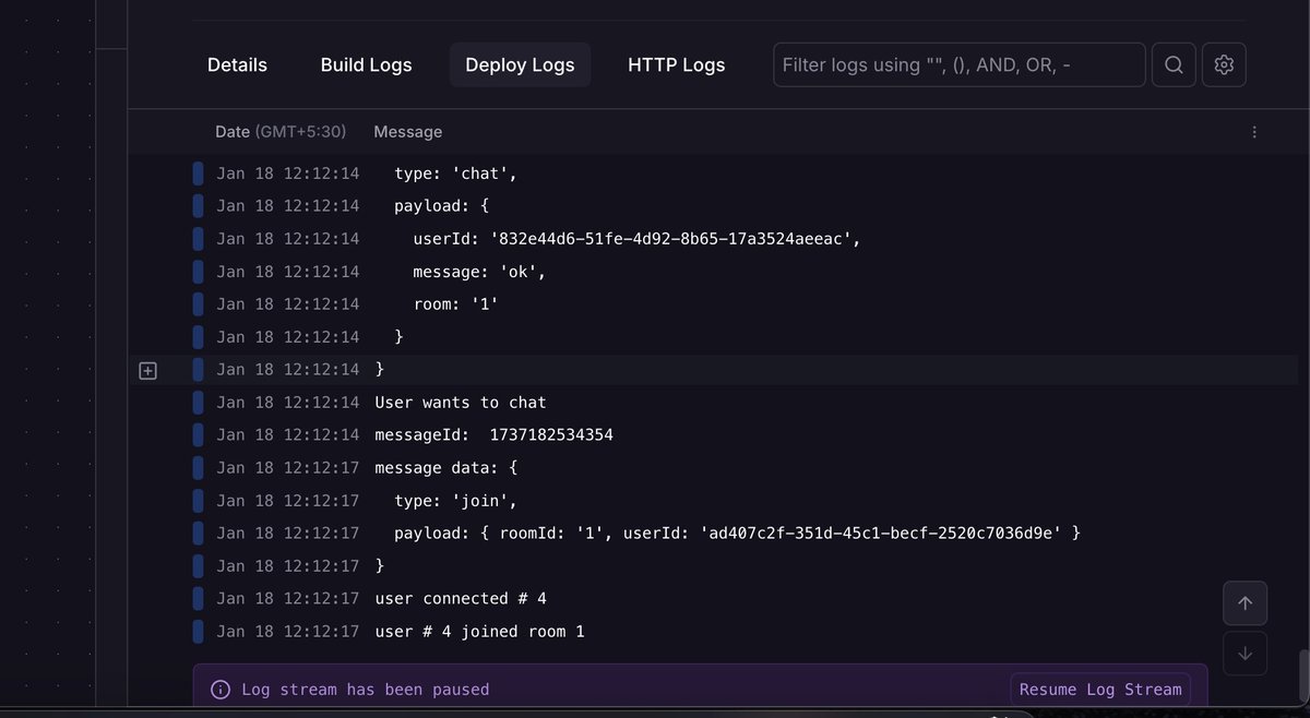 RudraSankha's tweet image. Deployed my first #websockets backend on @Railway 
Running succesfully