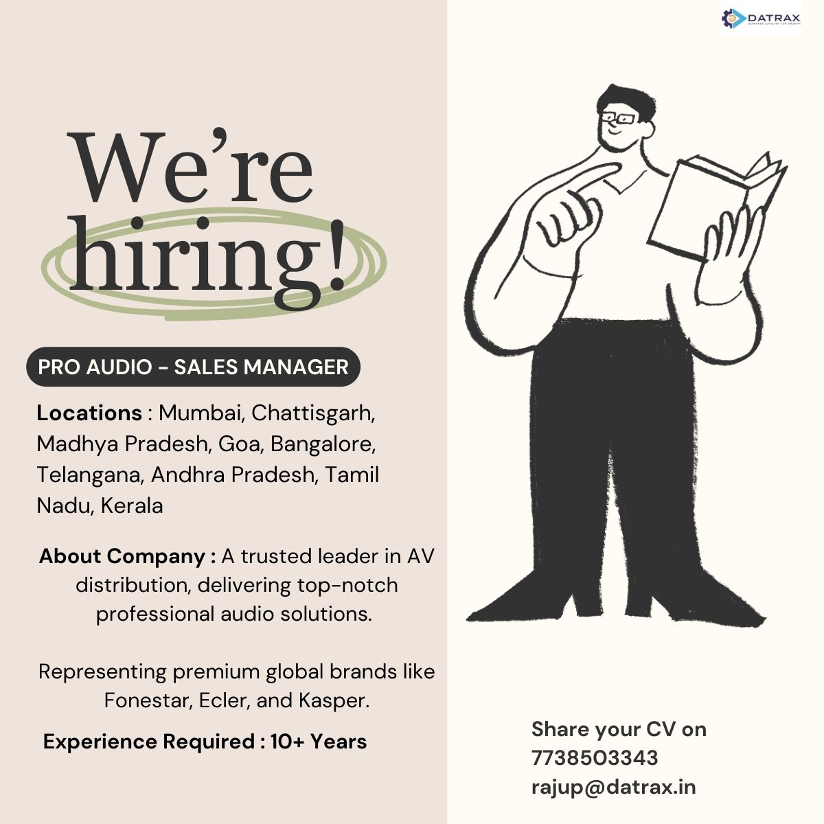 DatraxLtd's tweet image. #urgenthiring #AVsolution #sales #proaudiosales #multiplelocation #linkedIN #sharecvs #sharethispost