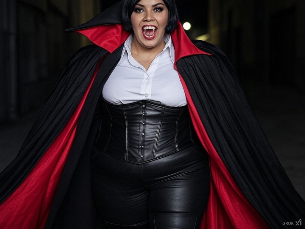 YolandatheVamp's tweet photo. AI Vampire Cloakspread Collection 1
#cape #cloak #AIart #evil #domination #queen #femalesupremacy #satin #leather #boots #gloves #redandblack #blackhair #shorthair #collar #cloakspread https://t.co/eYi6SiqNNs